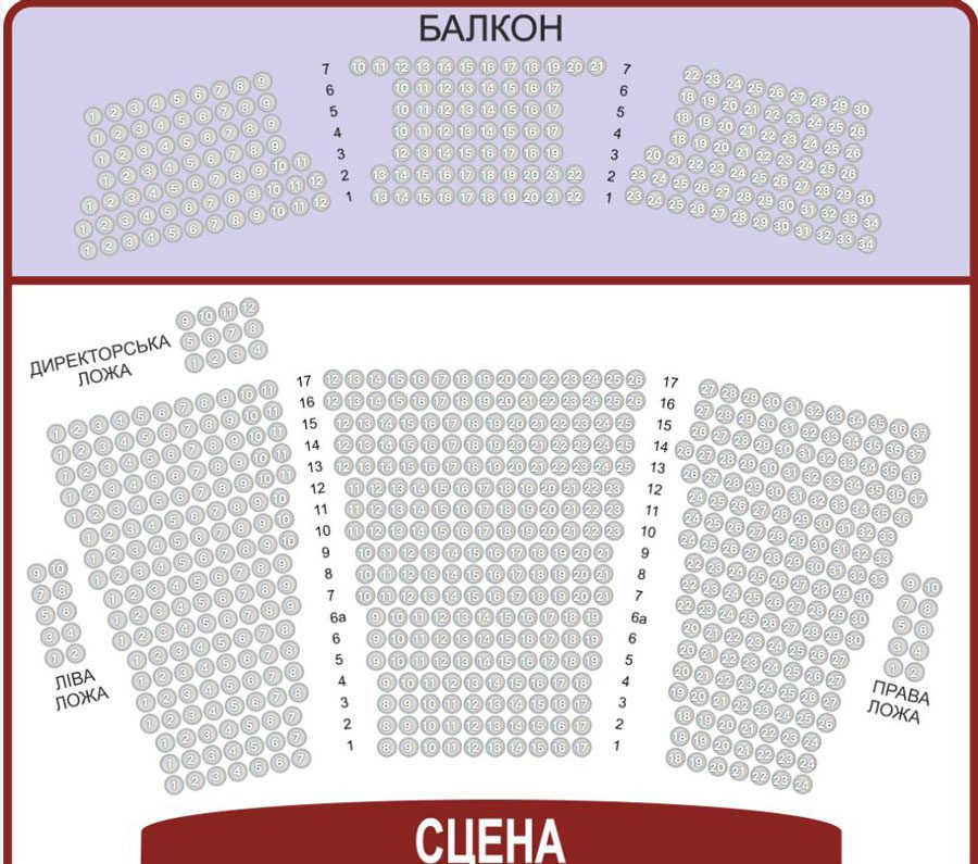 Схема глядацької зали театру